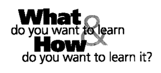 WHAT DO YOU WANT TO LEARN & HOW DO YOU WANT TO LEARN IT?