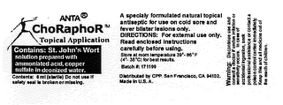 ANTA CHORAPHOR TOPICAL APPLICATION