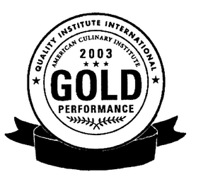 QUALITY INSTITUTE INTERNATIONAL AMERICAN CULINARY INSTITUTE 2003 GOLD PERFORMANCE