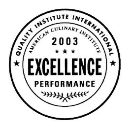 QUALITY INSTITUTE INTERNATIONAL AMERICAN CULINARY INSTITUTE 2003 EXCELLENCE PERFORMANCE