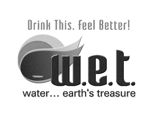 DRINK THIS. FEEL BETTER! W.E.T. WATER... EARTH'S TREASURE