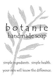 BOTANIE HANDMADE SOAP SIMPLE INGREDIENTS. SIMPLE HEALTH. YOUR SKIN WILL KNOW THE DIFFERENCE.