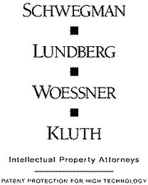 SCHWEGMAN LUNDBERG WOESSNER KLUTH INTELLECTUAL PROPERTY ATTORNEYS PATENT PROTECTION FOR HIGH TECHNOLOGY