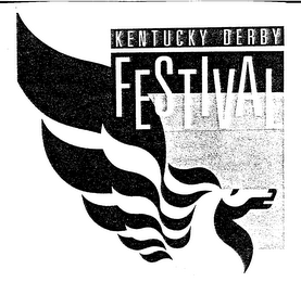 HORSE IN WINGED FORMAT WITH WORDS KENTUCKY DERBY FESTIVAL