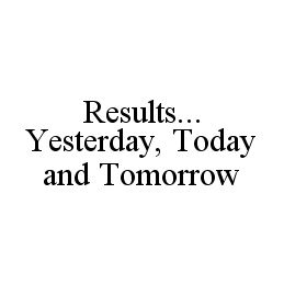 RESULTS...YESTERDAY, TODAY AND TOMORROW