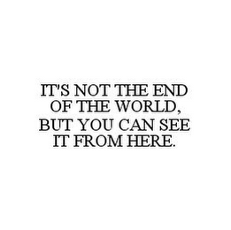 IT'S NOT THE END OF THE WORLD, BUT YOU CAN SEE IT FROM HERE.