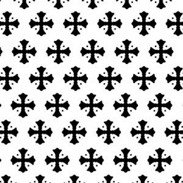 THE MARK CONSISTS OF A REPEATING PATTERN DESIGN COVERING ALL OR SUBSTANTIALLY ALL OF THE SURFACE OF THE GOODS. THE MARK INCLUDES THE SIGNATURE CROSS USED BY APPLICANT.