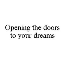 OPENING THE DOORS TO YOUR DREAMS