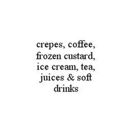 CREPES, COFFEE,FROZEN CUSTARD, ICE CREAM, TEA, JUICES & SOFT DRINKS