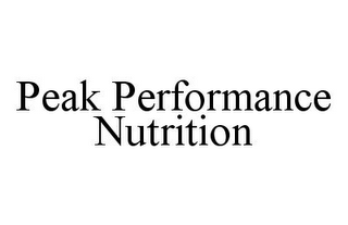 PEAK PERFORMANCE NUTRITION