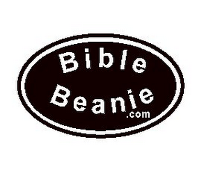 OVAL SURROUNDING THE WORDS " BIBLE BEANIE.COM"