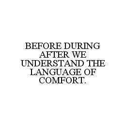 BEFORE DURING AFTER WE UNDERSTAND THE LANGUAGE OF COMFORT.