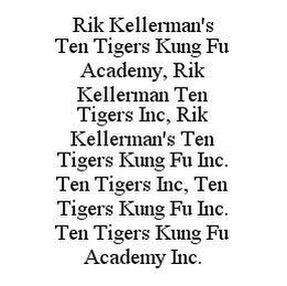 RIK KELLERMAN'S TEN TIGERS KUNG FU ACADEMY, RIK KELLERMAN TEN TIGERS INC, RIK KELLERMAN'S TEN TIGERS KUNG FU INC. TEN TIGERS INC, TEN TIGERS KUNG FU INC. TEN TIGERS KUNG FU ACADEMY INC.