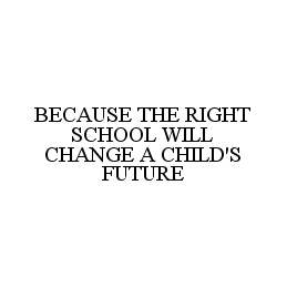 BECAUSE THE RIGHT SCHOOL WILL CHANGE A CHILD'S FUTURE