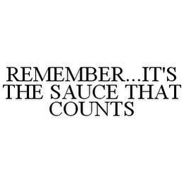 REMEMBER...IT'S THE SAUCE THAT COUNTS