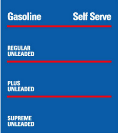 GASOLINE SELF SERVE REGULAR UNLEADED PLUS UNLEADED SUPREME UNLEADED