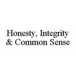 HONESTY, INTEGRITY & COMMON SENSE