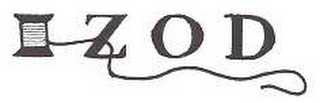 THE WORD IZOD WITH THE LETTER "I" IN THE DESIGN OF A SPOOL OF THREAD