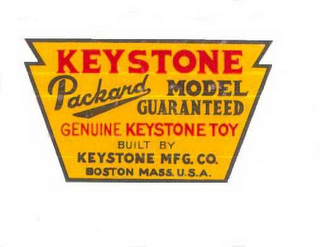 KEYSTONE PACKARD MODEL GUARANTEED GENUINE KEYSTONE TOY BUILT BY KEYSTONE MFG.  CO.  BOSTON MASS.  U.S.A.