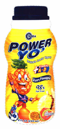 SUIZA POWER YO' DRINKABLE LOWFAT YOGURT + VITAMINS A & D HENRY PINEAPPLE 98% FAT FREE EXCELLENT SOURCE OF CALCIUM 8 FL OZ (240 ML)