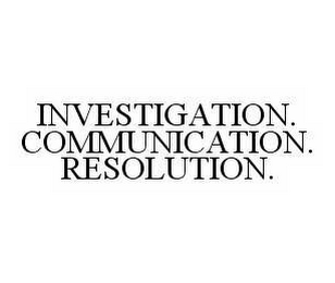 INVESTIGATION. COMMUNICATION. RESOLUTION.