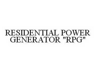 RESIDENTIAL POWER GENERATOR "RPG"