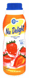 SUIZA NU DELIGHT STRAWBERRY DRINKABLE LOWFAT YOGURT + VITAMINS A & D 98% FAT FREE 11 FL OZ (325ML) EXCELLENT SOURCE OF CALCIUM