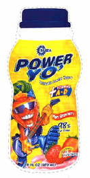 SUIZA POWER-YO' DRINKABLE LOWFAT YOGURT + A-D MALT STRAWBERRY 98% FAT FREE 6 FL OZ (180 ML) EXCELLENT SOURCE OF CALCIUM