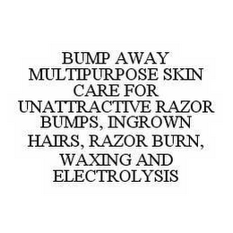 BUMP AWAY MULTIPURPOSE SKIN CARE FOR UNATTRACTIVE RAZOR BUMPS, INGROWN HAIRS, RAZOR BURN, WAXING AND ELECTROLYSIS