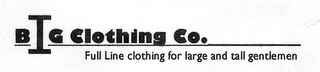 BIG CLOTHING CO.  FULL LINE CLOTHING FOR LARGE AND TALL GENTLEMEN