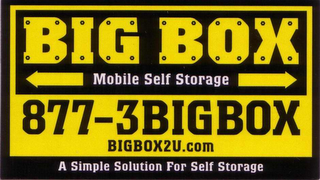 BIG BOX MOBILE SELF STORAGE 877-3BIGBOX BIGBOX2U.COM A SIMPLE SOUTION FOR SELF STORAGE