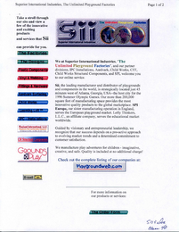 SII SUPERIOR INTERNATIONAL INDUSTRIES THE UNLIMITED PLAYGROUND FACTORIES