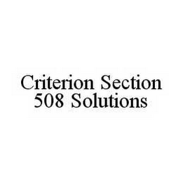 CRITERION SECTION 508 SOLUTIONS