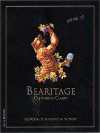 BEARITAGE CALIFORNIA CLARET GUNDLACH BUNDSCHU WINERY LOT NO.  12