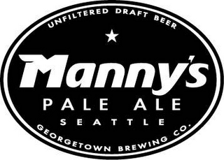 MANNY'S PALE ALE SEATTLE UNFILTERED DRAFT BEER GEORGETOWN BREWING CO.