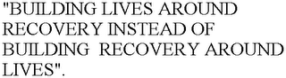 "BUILDING LIVES AROUND RECOVERY INSTEAD OF BUILDING  RECOVERY AROUND LIVES".