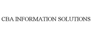 CBA INFORMATION SOLUTIONS