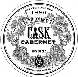 ESTATE FOUNDED 1880 RUBICON ESTATE CASKCABERNET RUTHERFORD ESTATE GROWN PRODUCED BOTTLED CABERNET SAUVIGNON - NAPA VALLEY