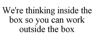 WE'RE THINKING INSIDE THE BOX SO YOU CAN WORK OUTSIDE THE BOX