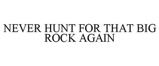 NEVER HUNT FOR THAT BIG ROCK AGAIN