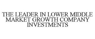 THE LEADER IN LOWER MIDDLE MARKET GROWTH COMPANY INVESTMENTS