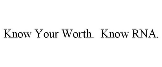 KNOW YOUR WORTH. KNOW RNA.