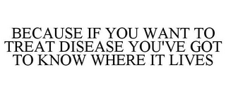 BECAUSE IF YOU WANT TO TREAT DISEASE YOU'VE GOT TO KNOW WHERE IT LIVES