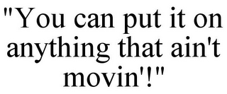 "YOU CAN PUT IT ON ANYTHING THAT AIN'T MOVIN'!"