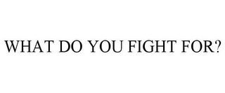 WHAT DO YOU FIGHT FOR?