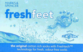 FRESH FEET MARKS & SPENCER FRESHTECH BUILT IN TECHNOLOGY THE ORIGINAL COTTON RISH SOCKS WITH FRESHTECH TECHNOLOGY FOR FRESH, ODOUR-FREE SOCKS