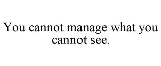 YOU CANNOT MANAGE WHAT YOU CANNOT SEE.