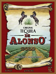 ORIGINAL TEQUILA DE ALONSO GOLD MADE IN MEXICO-HECHO EN MEXICO