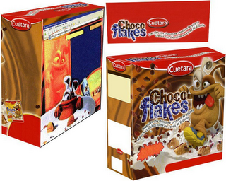 CUETARA CHOCO FLAKES CEREALES CON CHOCOLATE VESTIDOS DE GALLETA CEREAIS COM CHOCOLATE EM FORMA DE BOLACHA