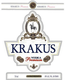 KRAKUS PREMIUM KRAKUS VODKA PREMIUM 750 ML FOUR TIMES DISTILLED 40% ALC./VOL. (80 PROOF)